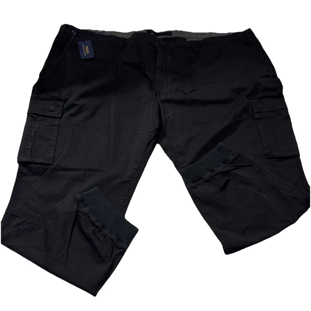 NWT $165 Polo Ralph Lauren Utility Cargo Pants Adjustable Waist Black Sz.58B×32‎